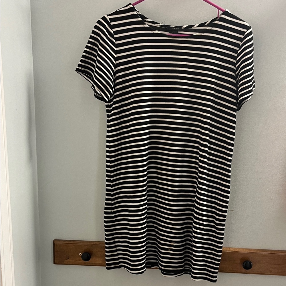 Black and White Striped T-Shirt Dress Ann Taylor XS